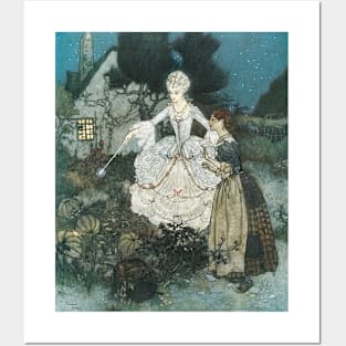 Vintage Fairy Tale, Cinderella with Her Fairy Godmother by Edmund Dulac Posters and Art